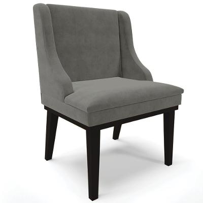 Poltrona Decorativa Firenze em Suede com Base Fixa de Madeira Grafite Preto Gran Belo
