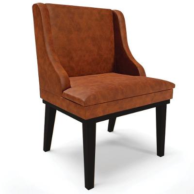 Poltrona Decorativa Firenze G19 em Corino Base Fixa Madeira Nozes-preto Gran Belo
