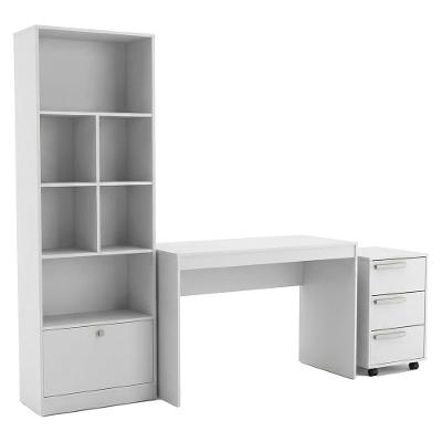 Mesa Escrivaninha com Estante B31 Moderno 3 Gavetas MDF-MDP 120cm Branco Nova Mobile