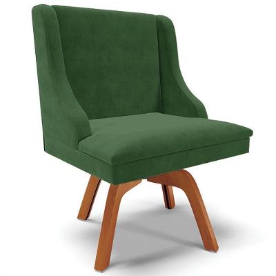 Poltrona Decorativa Firenze Suede Verde Esmeralda Base Giratória de Madeira Gran Belo