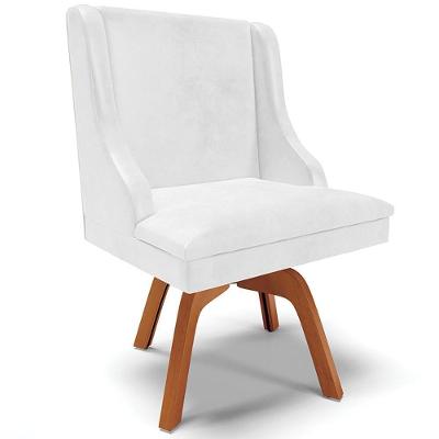 Poltrona Decorativa Firenze G19 Giratória em Corino Branco Brilho Gran Belo