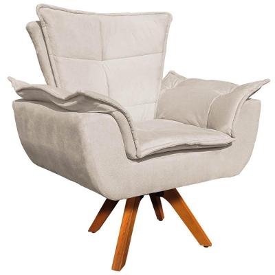 Poltrona Decorativa Charger Suede Giratória com Assento Confortável Bege Gran Belo