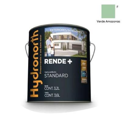 Tinta Acrílica Rende+ Fosca Verde Amazonas Galão 3,6L Uso Interno e Externo Hydronorth