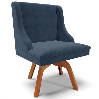 Poltrona Decorativa Firenze Base Giratória Suede Azul Marinho Natural Gran Belo
