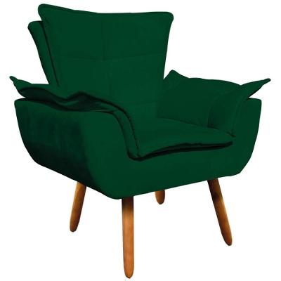 Poltrona Decorativa Charger Suede Verde G19 com Pés Palito Gran Belo
