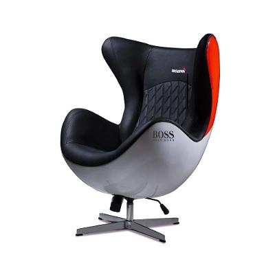 Poltrona Decorativa Egg Chair MP4 SN 88 Branco e Vermelho para Sala de Estar Gran Belo