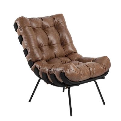 Poltrona Decorativa Costela G34 Sala de Estar Couro Mel Base Preta Gran Belo