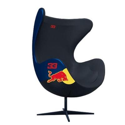 Poltrona Decorativa Egg Chair Rb No33 G53 Couro Sintético Confortável Azul Preto Gran Belo
