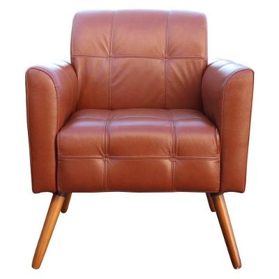 Poltrona Decorativa Bia Couro Caramelo G58 para Sala de Estar com Pés Palito Gran Belo