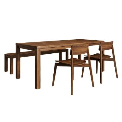 Mesa de Jantar Nature 4 Lugares Madeira Maciça Taeda com Banco e Cadeiras Rustic Escuro 180x95cm