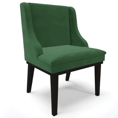 Poltrona Decorativa Firenze em Veludo Verde com Base Fixa de Madeira Gran Belo