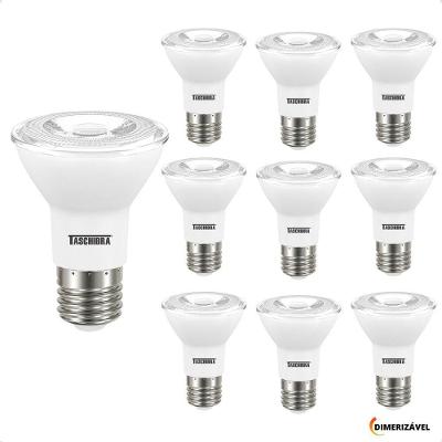 Kit 10 Lâmpadas Led Par 20 7W E27 2700K Amarelo Quente Bivolt Taschibra