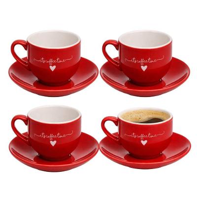 Jogo de Xícaras de Café Coração Lamour com Pires Porcelana 90ML Vermelho Hauskraft
