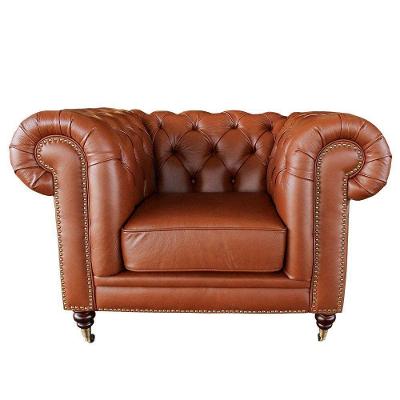 Poltrona Decorativa Chesterfield Duo Couro Conhaque Brilho G40 Sala de Estar Gran Belo