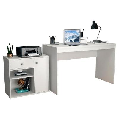 Mesa Escrivaninha e Armário para Escritório B32 1 Porta 1 Gaveta MDP 120cm Branco Nova Mobile