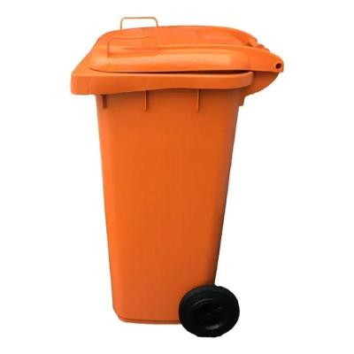 Lixeira Container com Roda 120L Polietileno Abertura Manual Laranja JSN