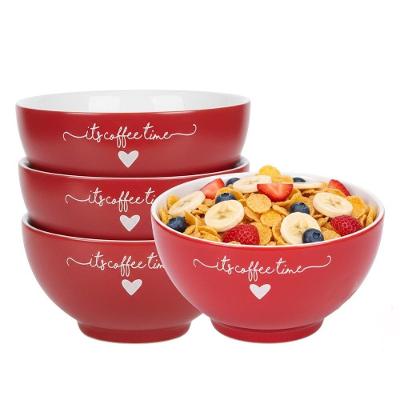 Jogo 4 Bowls Red Lamour Coração para Sobremesa em Porcelana Vermelho Hauskraft