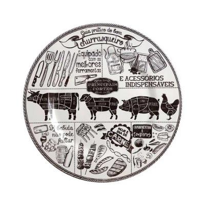Prato Raso Cerâmica 29cm Liso para Churrasco Branco Uso Diário Alleanza