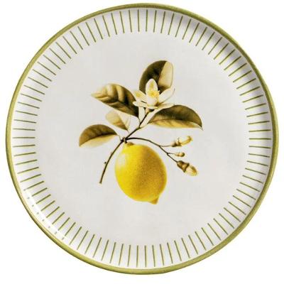 Prato Raso Bio Lemon 27cm Cerâmica Estampada Amarelo Porto Brasil
