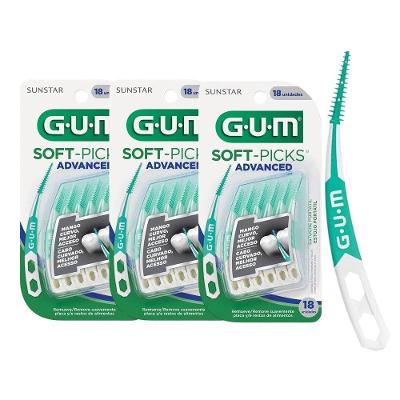 Kit Palito Interdental Gum Soft Picks Advanced Verde com Estojo Portátil 54un