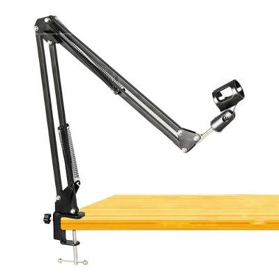 Pedestal Suporte Mesa Braço Articulado para Microfone Estúdio Ajustável 360o Preto