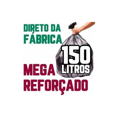 Saco de Lixo 150L Mega Reforçado Preto 1 Fardo com 100 Unidades Mega do Brasil
