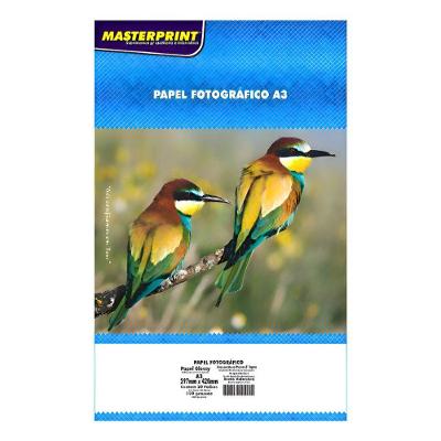 Papel Fotográfico Adesivo A3 130g Glossy Masterprint Auto Colante 20 Folhas Branco