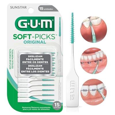 Palito Interdental Escova para Aparelho Gum Soft Picks para Limpeza Entre os Dentes 15 Unidades