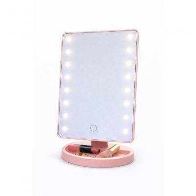 Espelho de Mesa para Maquiagem com LED Retangular 26x17x12cm Moldura Plástica Preto Dromos