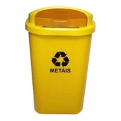 Lixeira Individual para Coleta Seletiva Cesto 50L Polipropileno Abertura Manual com Tampa