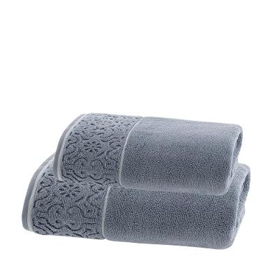 Jogo de Toalha Banho e Rosto Super Soft Arabesco 2 Peças Azul 100% Algodão Corttex