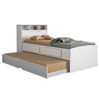 Bicama Solteiro Ravena 2 Gavetas c/Auxiliar Branco - Conquista - 1