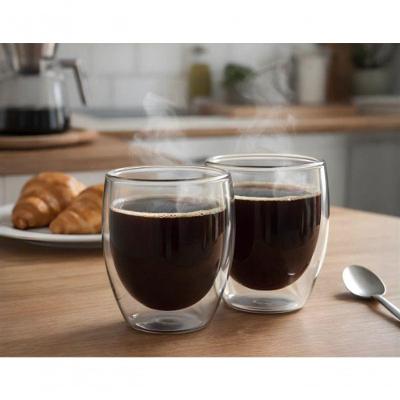 Conjunto 2 Copos Vidro Parede Dupla 250ML Isolamento Térmico para Bebidas Transparente Globalmix