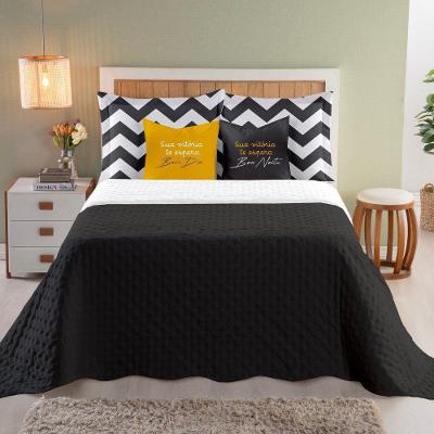 Kit Cobre Leito Luxuria Queen 7 Peças 100% Poliéster Preto Casaborda Enxovais