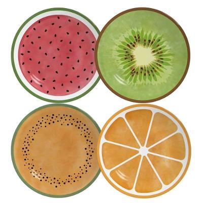 Kit 4 Prato de Sobremesa Coup Frutas Tropicais 21cm Cerâmica Alleanza