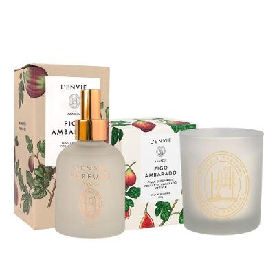 Kit Home Spray 200ML e Vela Perfumada Arabesc Figo Ambarado 210G para Casa L'envie