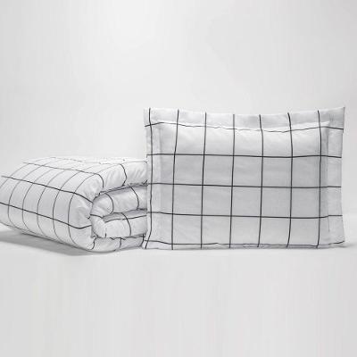 Edredom King Atual Quadriculado 3 Peças Percal 180 Fios Branco Casaborda Enxovais