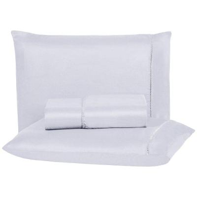 Jogo de Cama King Ponto Palito 3 Peças Micropercal 200 Fios Branco Enxovais Aquarela
