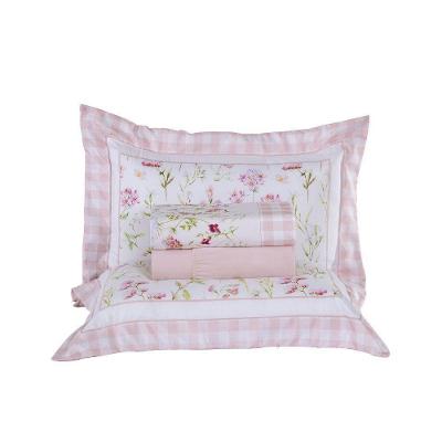 Jogo de Cama Lily Queen 4 Peças Micropercal 300 Fios Floral Rosa Valle Enxovais