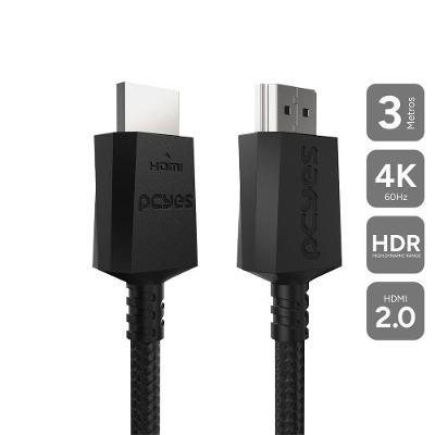 Cabo HDMI 2.0 PHM20-3NZ 4K 60Hz 3m em Nylon para Áudio e Vídeo em Alta Definição Pcyes