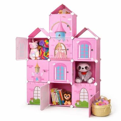 Armário Infantil Modular Rosa 13 Módulos 10 Portas Plástico e Ferro 110cm Utibom