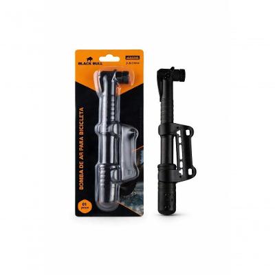 Bomba de Ar Portátil para Bicicleta Preta com Suporte e Formato Ergonômico Black Bull