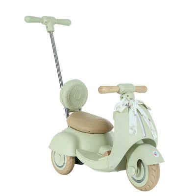 Moto Elétrica Infantil 6V com Empurrador Verde com Rodas Resistentes e Guidão Ergonômico Unitoys