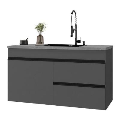 Balcão de Cozinha Suspenso Milano MP2414 2 Portas 1 Gaveta 120cm Cinza Grafite Multimóveis