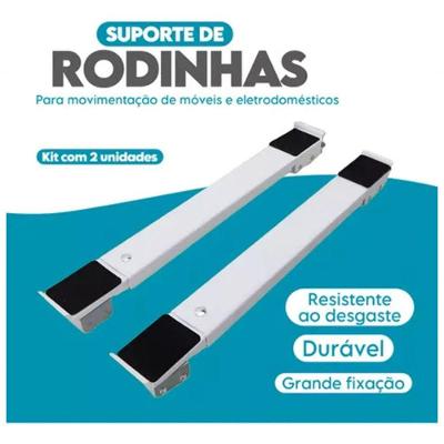 Suporte com Rodinhas Higipack para Eletrodomesticos Ajustavel 45cm a 70cm Cinza