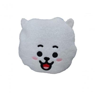 Almofada Pelúcia Manta Bt21 Infantil 2 em 1 Branca e Azul Claro Miniso Brasil