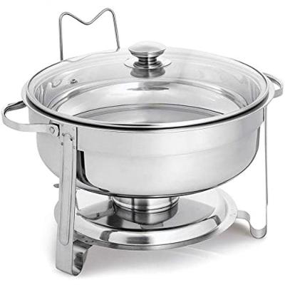 Réchaud Redondo RCHD001 para Servir Alimentos Inox e Vidro com Tampa 4L Prata Hauskraft