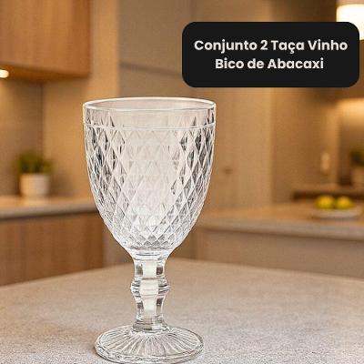Taça para Vinho Conjunto 2 Bico de Abacaxi Transparente Vidro 230ml Wellmix