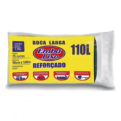Saco para Lixo Reforçado Preto 110L Embalixo com 25 Sacos de Lixo