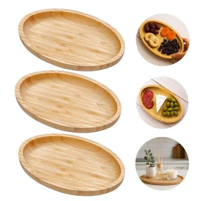 Kit 3 Mini Bandeja Oval de Bambu Petisqueira Multiuso 18,5x11,5 Bege em Casa Tem